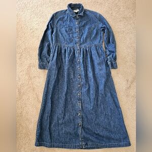 Vintage L.L. Bean Denim Maxi Dress Duster 10 Petite